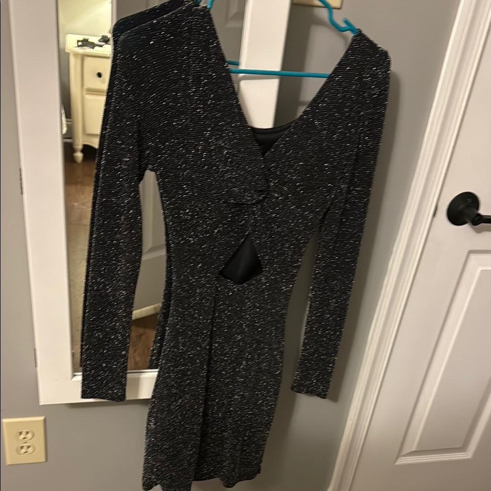 Guess Black and Silver Embellished Bodycon Dress